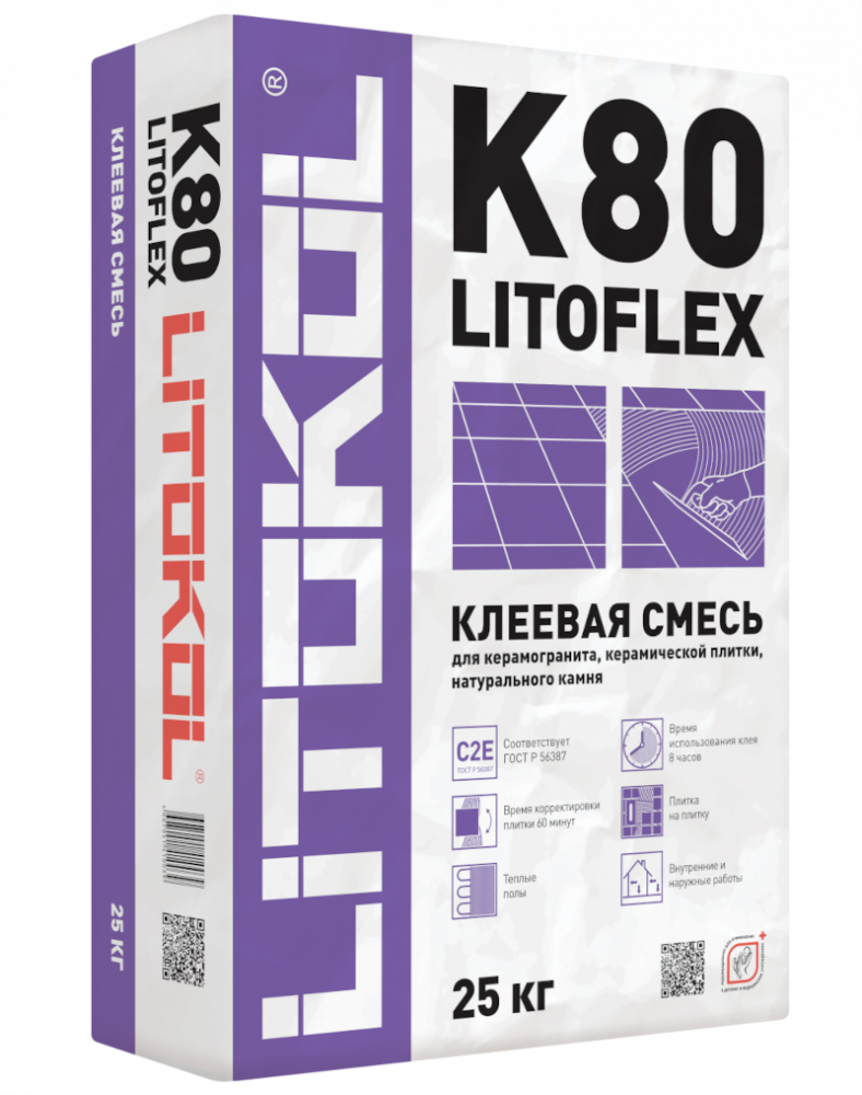 Купить LitoFlex K80 белый-клеевая смесь 25kg bag в Москве