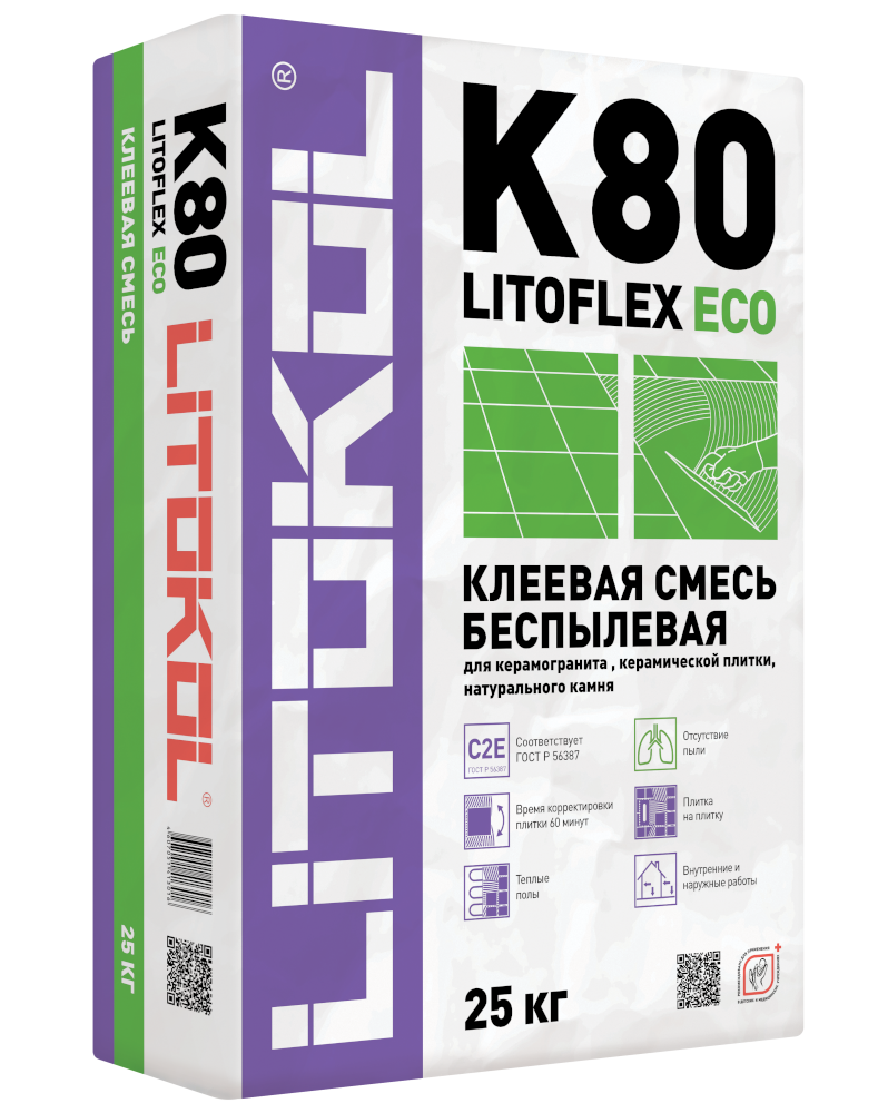 Купить LitoFlex К80 ECO- беспылевая клеевая смесь 25kg bag в Москве #2