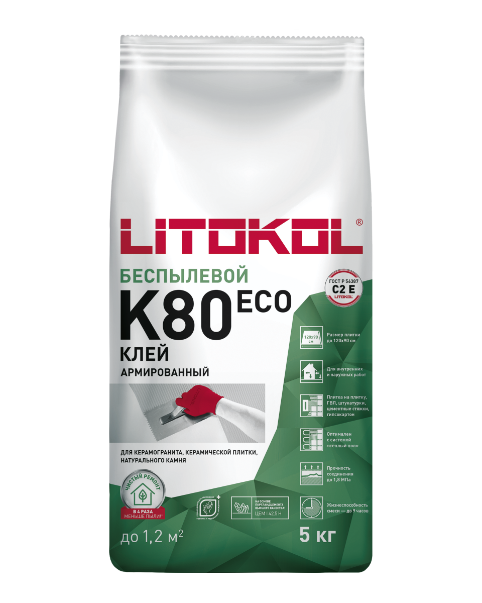 Купить LITOFLEX K80 ECO серый-клеевая смесь 5kg bag в Москве