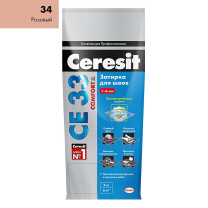 Ceresit CE33/2кг Затирка для швов 1-6 мм внутри и снаружи Розовый 34, РФ