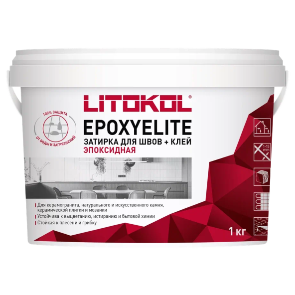 Купить EpoxyElite Е.100 СУПЕРБЕЛЫЙ эпоксидный состав для укладки и затирки плитки и мозаики (1,0 kg bucket) в Москве-1