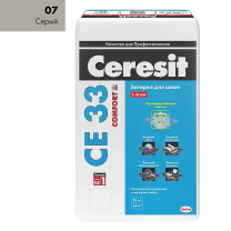 Ceresit CE33/25кг Затирка для швов 1-6 мм внутри и снаружи Серый 07, РФ