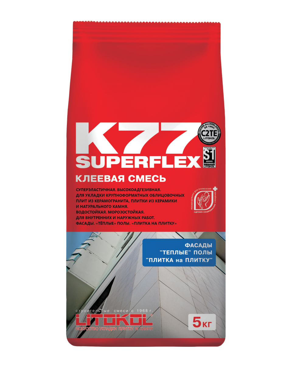 Купить SUPERFLEX K77 серый-клеевая смесь 5kg bag в Москве #2