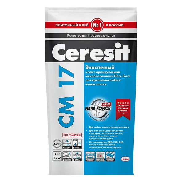 Купить Сeresit CM17/5кг Плиточный клей для крупноформатного керамогранита, РФ в Нижнем Новгороде-1