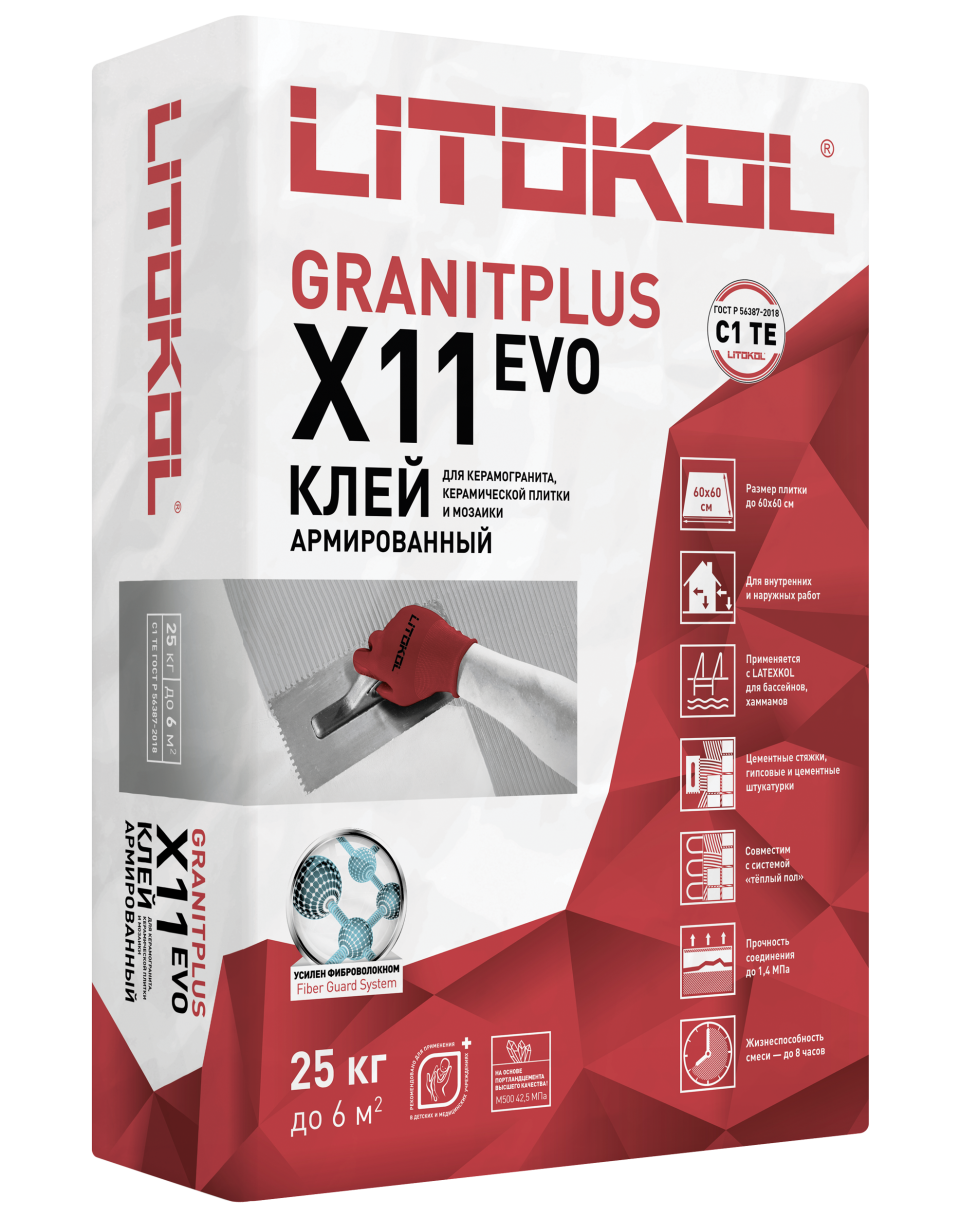 Купить LitoKol X11 EVO серый-клеевая смесь 25kg bag в Москве