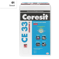 Ceresit CE33/25кг Затирка для швов 1-6 мм внутри и снаружи Белый 01, РФ