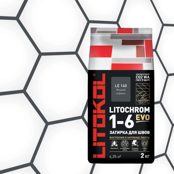 Купить LITOCHROM 1-6 EVO LE 140 мокрый асфальт 2kg Al.bag в Москве-1