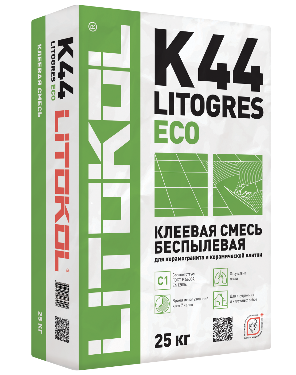 Купить Litogres К44 ECO- беспылевая клеевая смесь 25kg bag в Москве