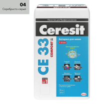 Ceresit CE33/25кг Затирка для швов 1-6 мм внутри и снаружи Серебристо-серый 04, РФ