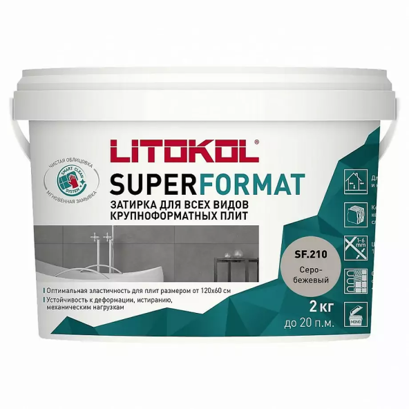 Купить SUPERFORMAT SF.140 ЧЕРНЫЙ ГРАФИТ Затирка для всех видов крупноформатных плит (2,0kg bucket) в Белгороде-1