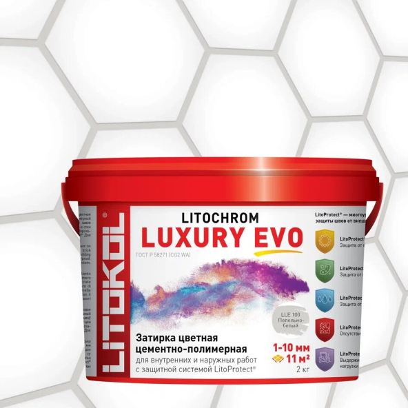 Купить LITOCHROM LUXURY EVO LLE 100 пепельно-белый 2kg bucket в Белгороде-1