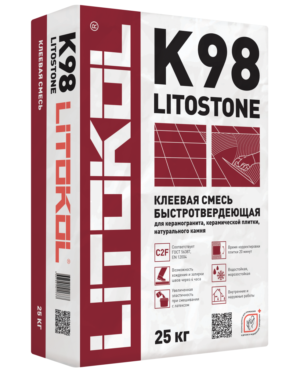 Купить LitoStone К98 серый-клеевая смесь 25kg bag в Москве #2